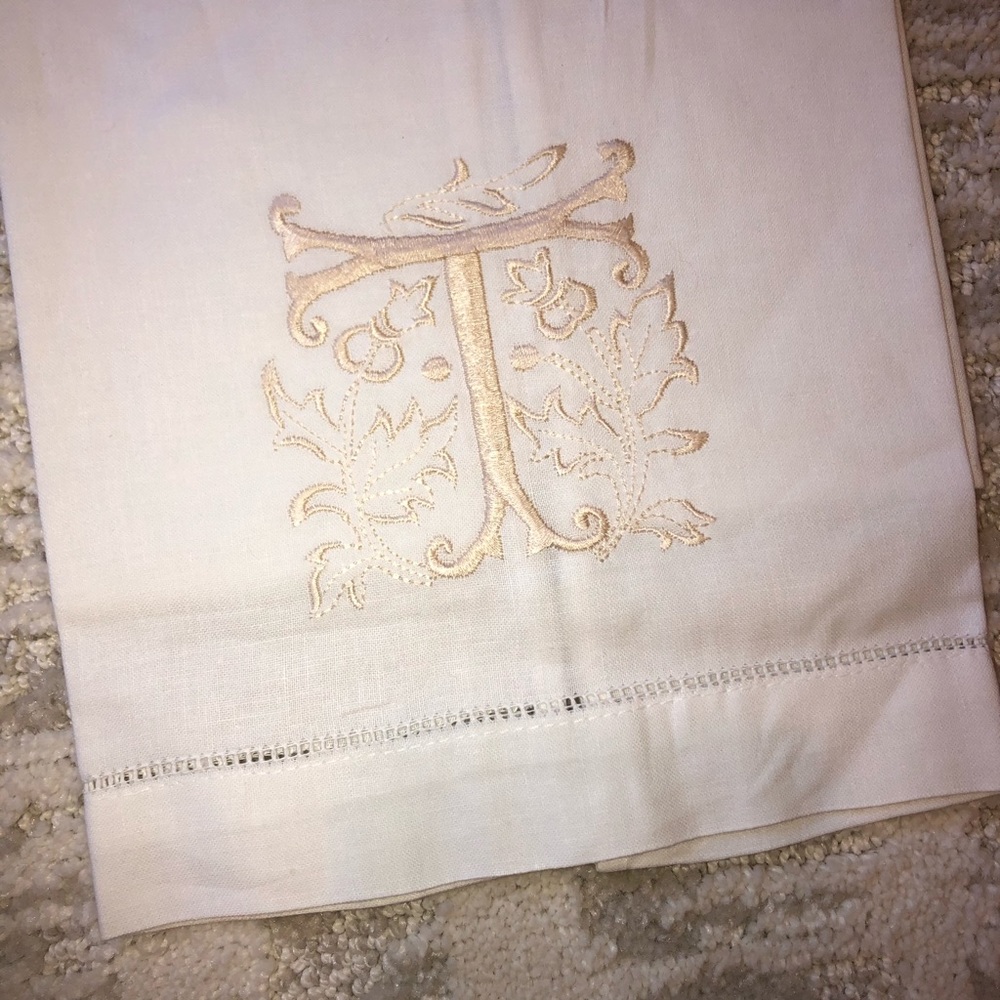 White Guest Hand Towel with initial “T”